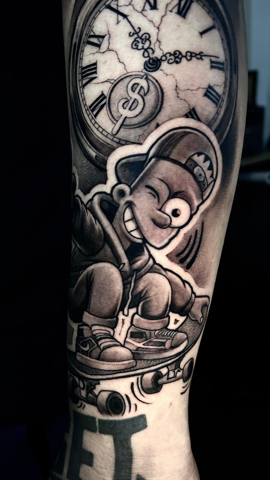 Portfolio Motiv: Skater-Cartoon mit Uhr